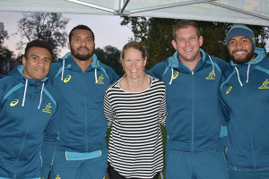 Melbourne Rugby Club Junior Coordinator Michelle Iezzi with Wallabies